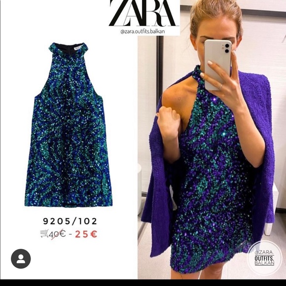 New Zara Sequins Mini Halter Dress - Picture 6 of 6